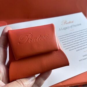 Pratesi Orange Leather Change Purse Porta Monte NEW